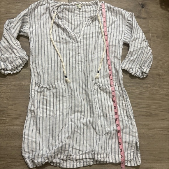 J. Crew Beach Coverup Linen Blend Gray White Striped Women Sz XS Preppy Nautical - Picture 5 of 11